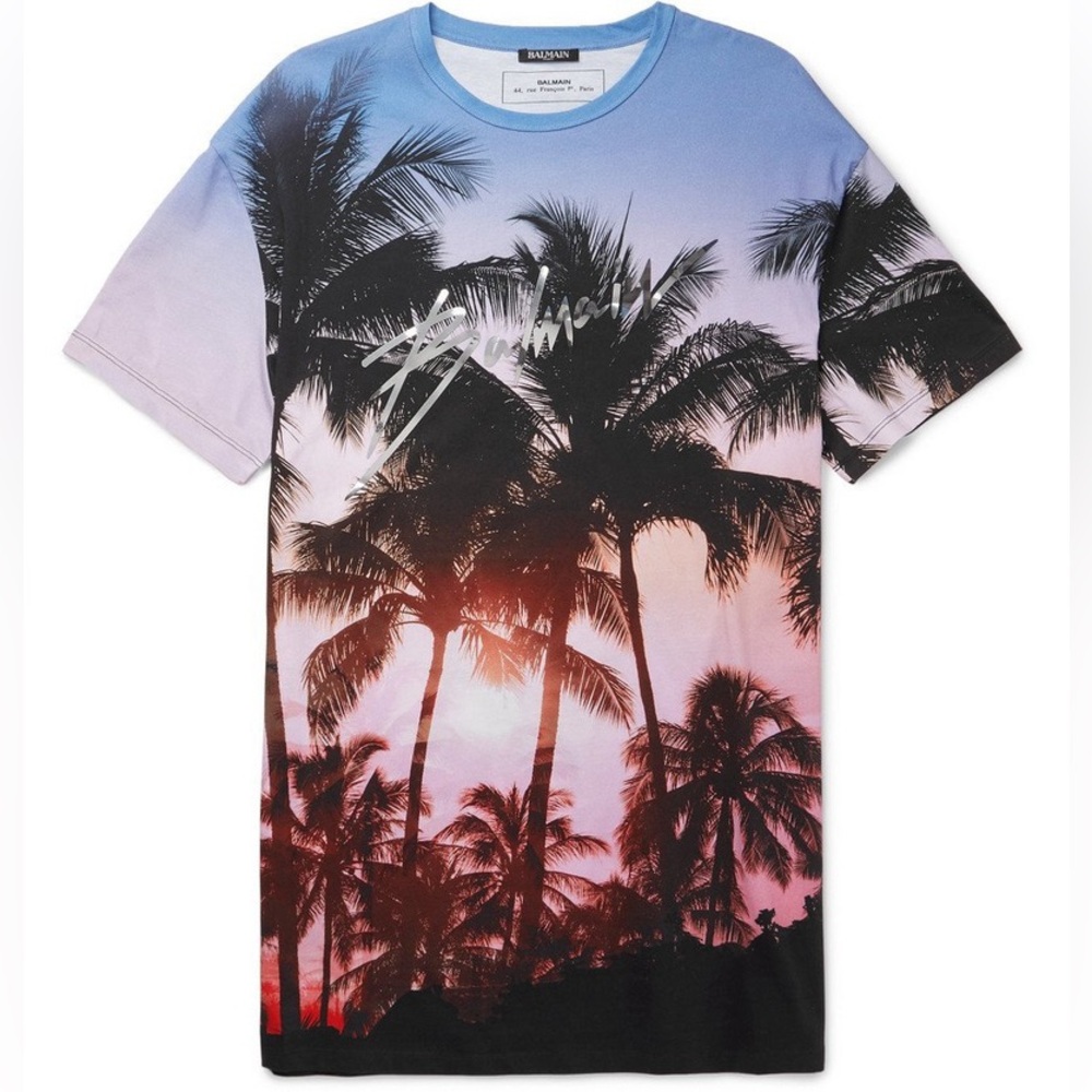 Authentic Balmain - Oversized Printed Cotton-Jersey T-Shirt - Men Size - 44 - XL